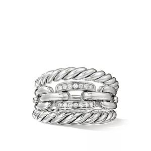 David Yurman Wellesley Three Row with Diamonds Ring size 8